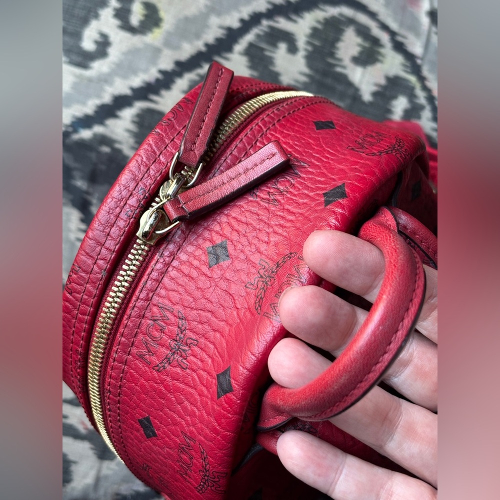 Authenticated Mcm Backpack, Red - image 8